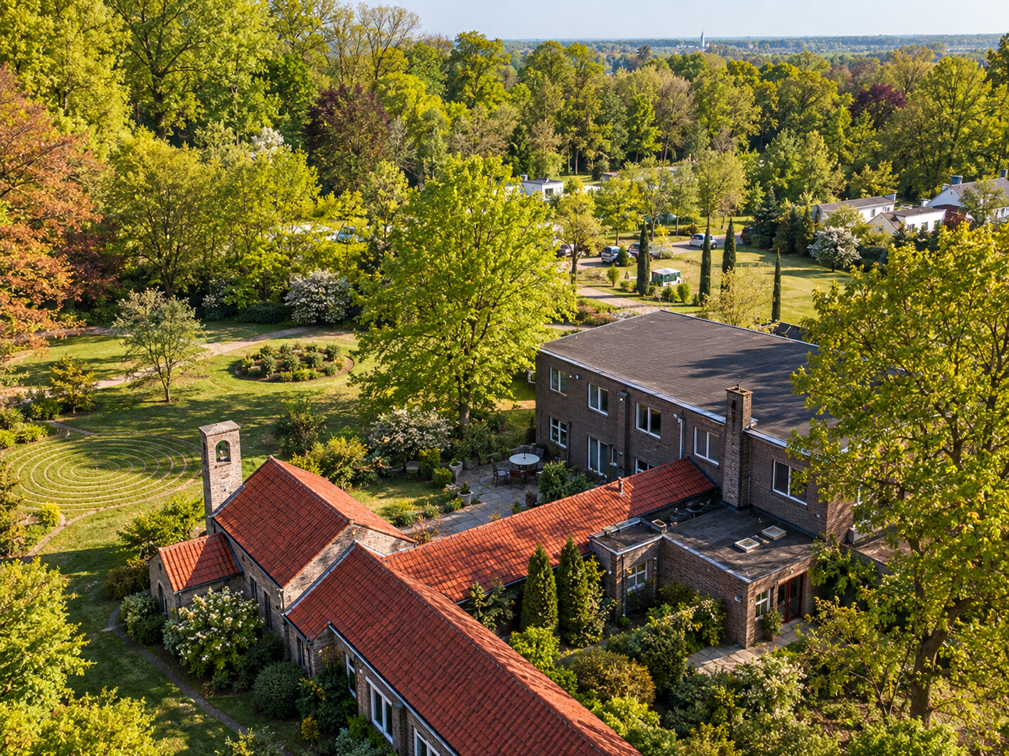Aerial view of the retreat property